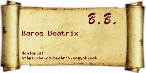 Baros Beatrix névjegykártya